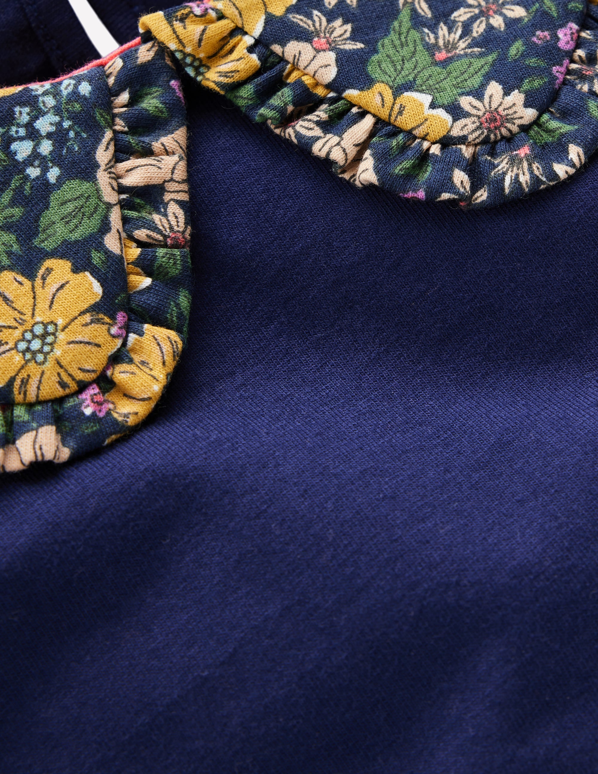 Breton Jersey-Oberteil mit Kragen-Schuluniform-Navy, Blumen - Image 3