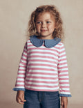 Breton Jersey-Oberteil mit Kragen-Rosa mit Streifen