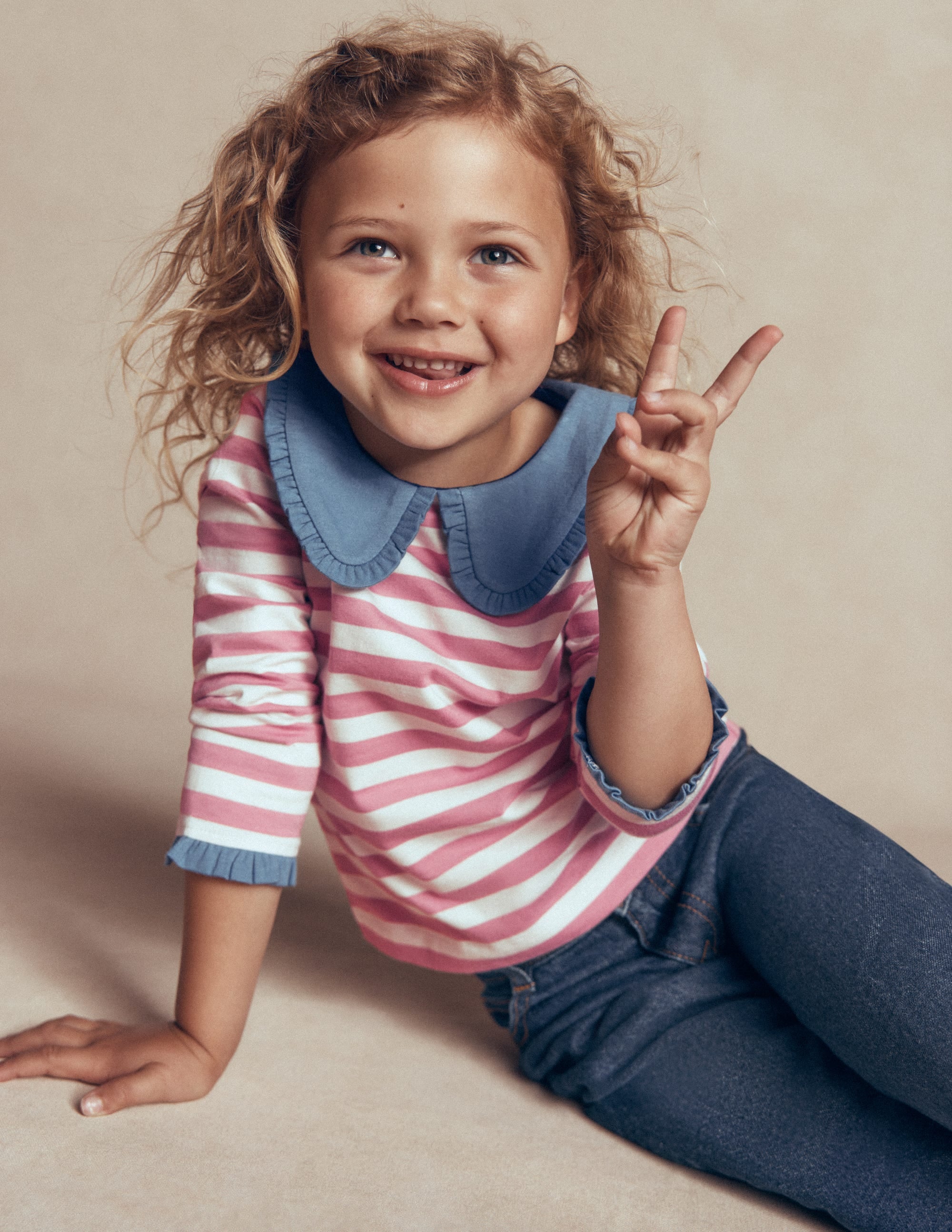 Breton Jersey-Oberteil mit Kragen-Rosa mit Streifen - Image 3