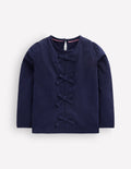Rippstrick-Oberteil mit Schleifenbesatz-Schuluniform-Marineblau