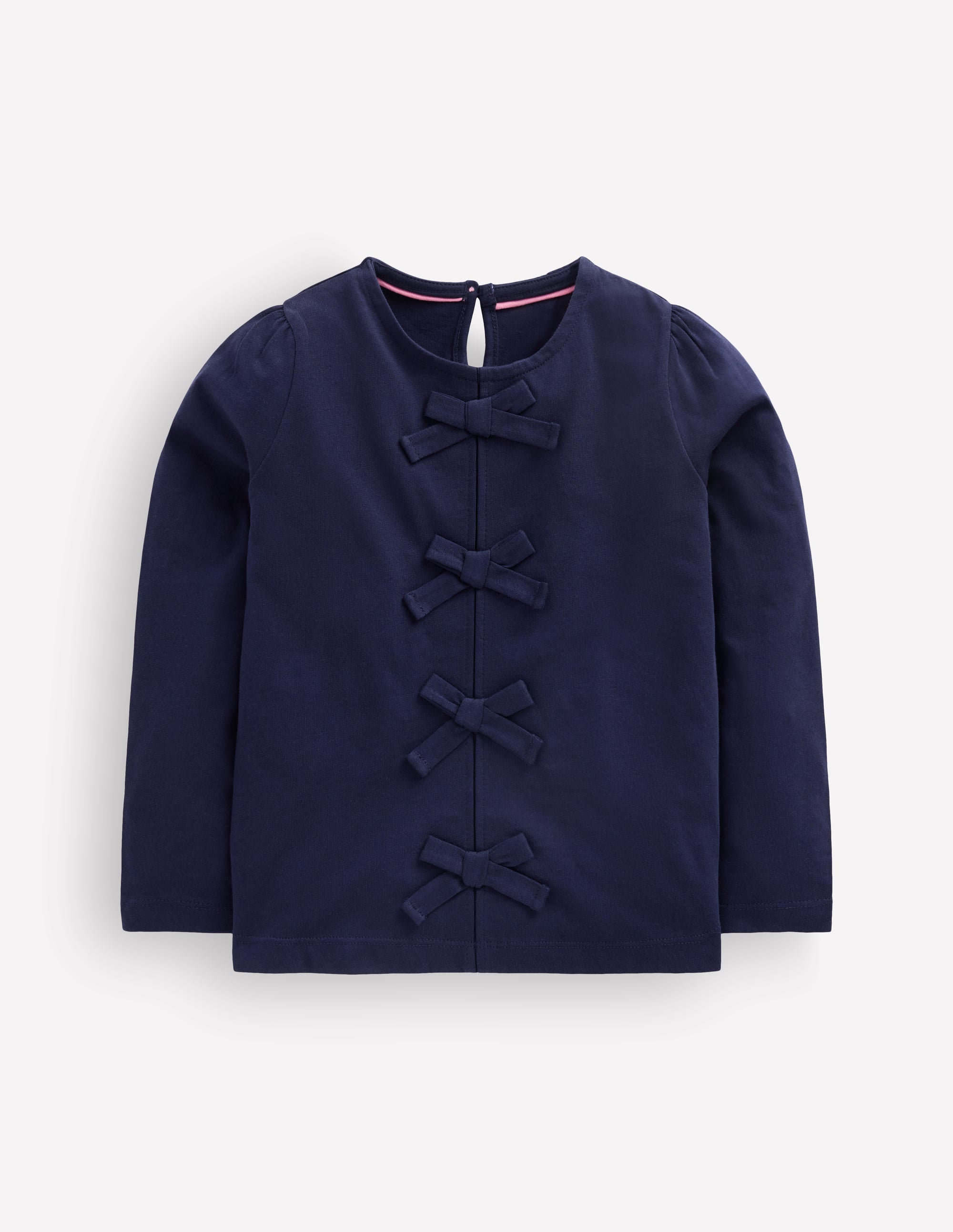 Rippstrick-Oberteil mit Schleifenbesatz-Schuluniform-Marineblau - Image 1