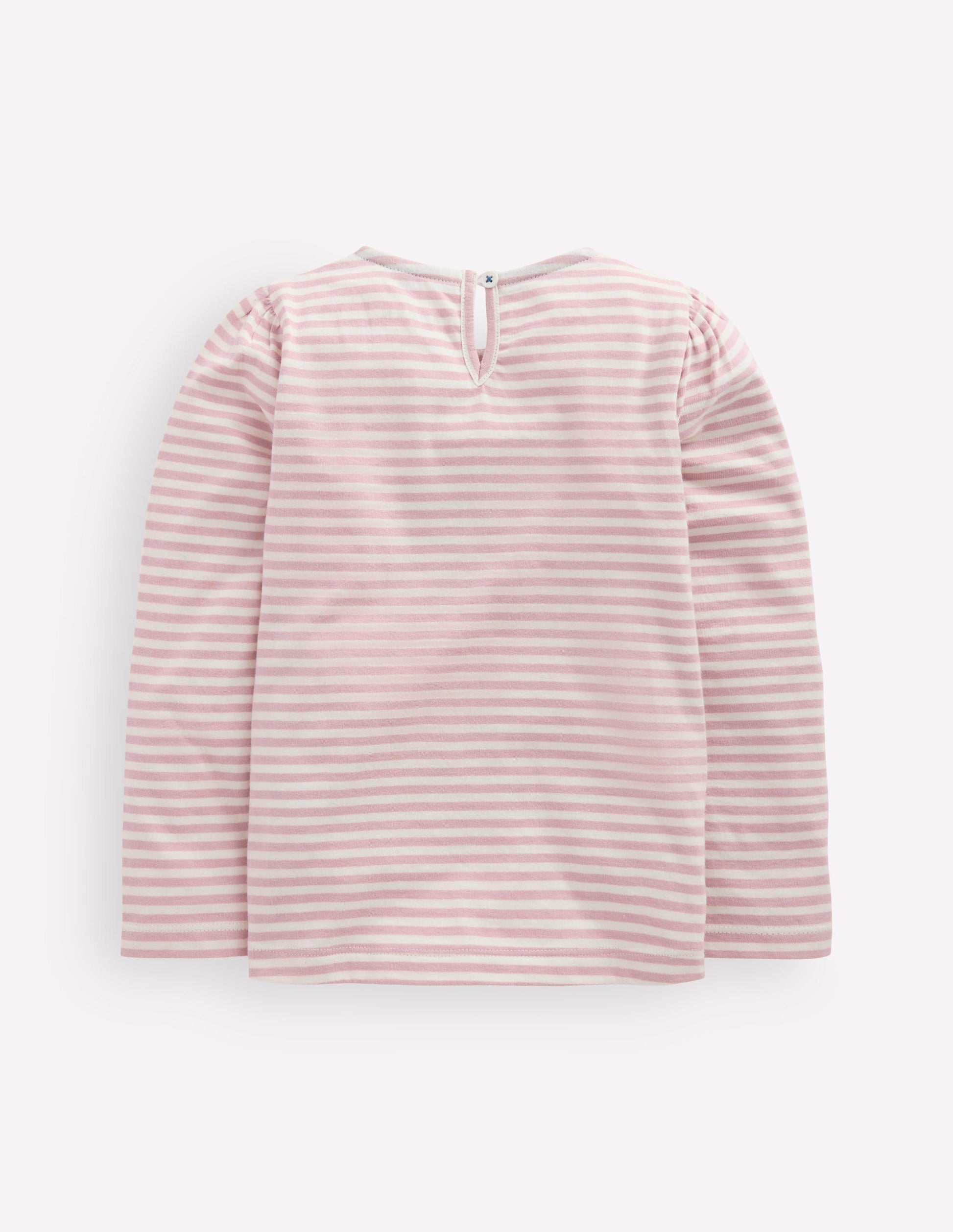 Rippstrick-Oberteil mit Schleifenbesatz-Rosa mit Streifen-2