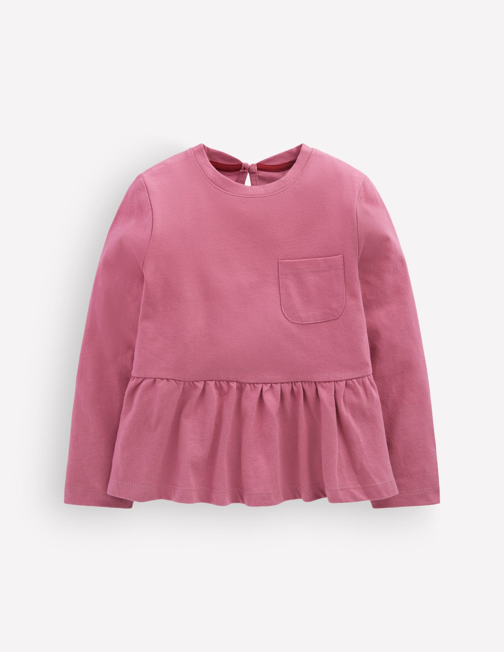 Langärmliges Oberteil mit Schößchen-Rosa Heide-1