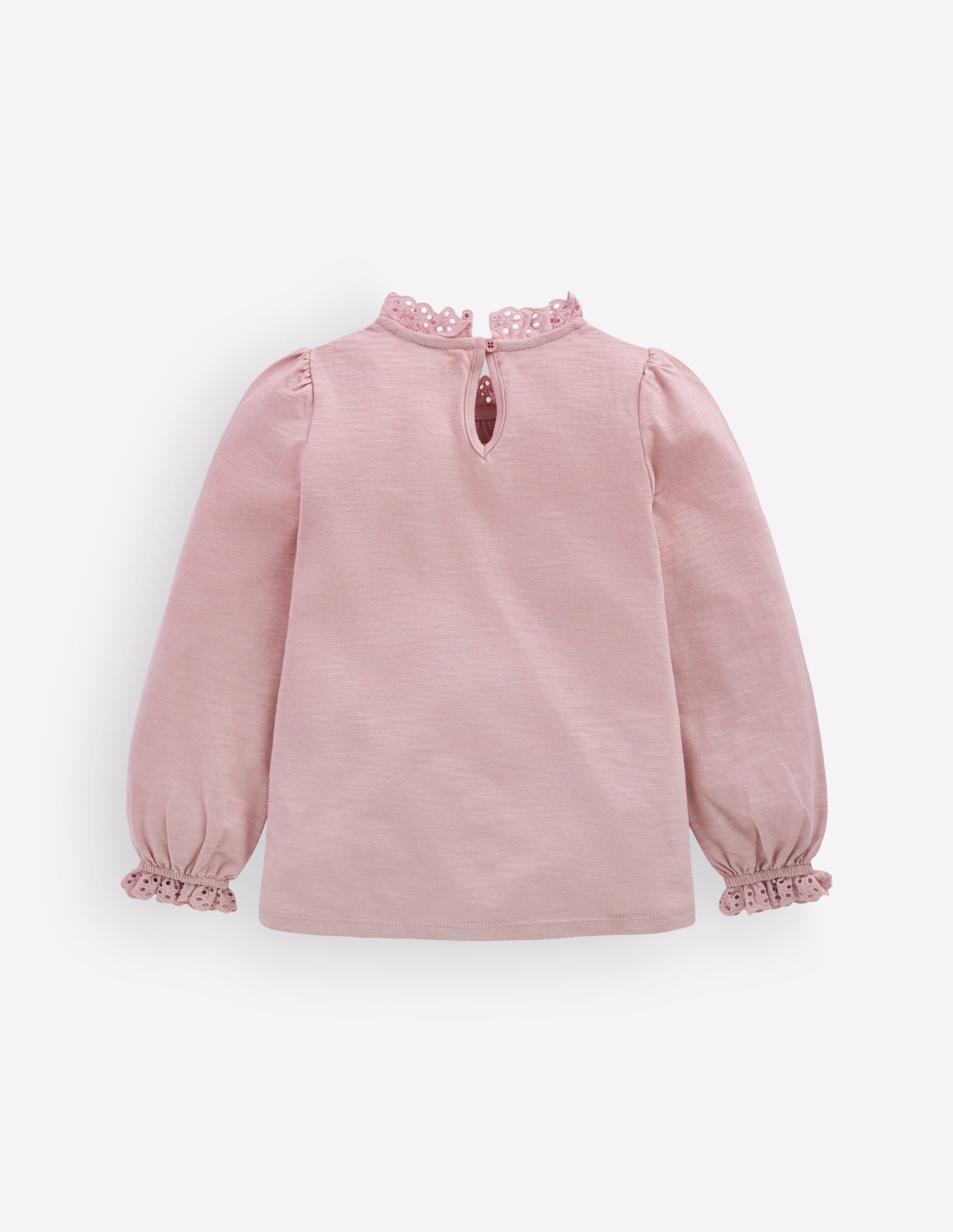 Oberteil aus Flammgarn mit Lochstickerei-Besatz-Rosa Violett - Image 2