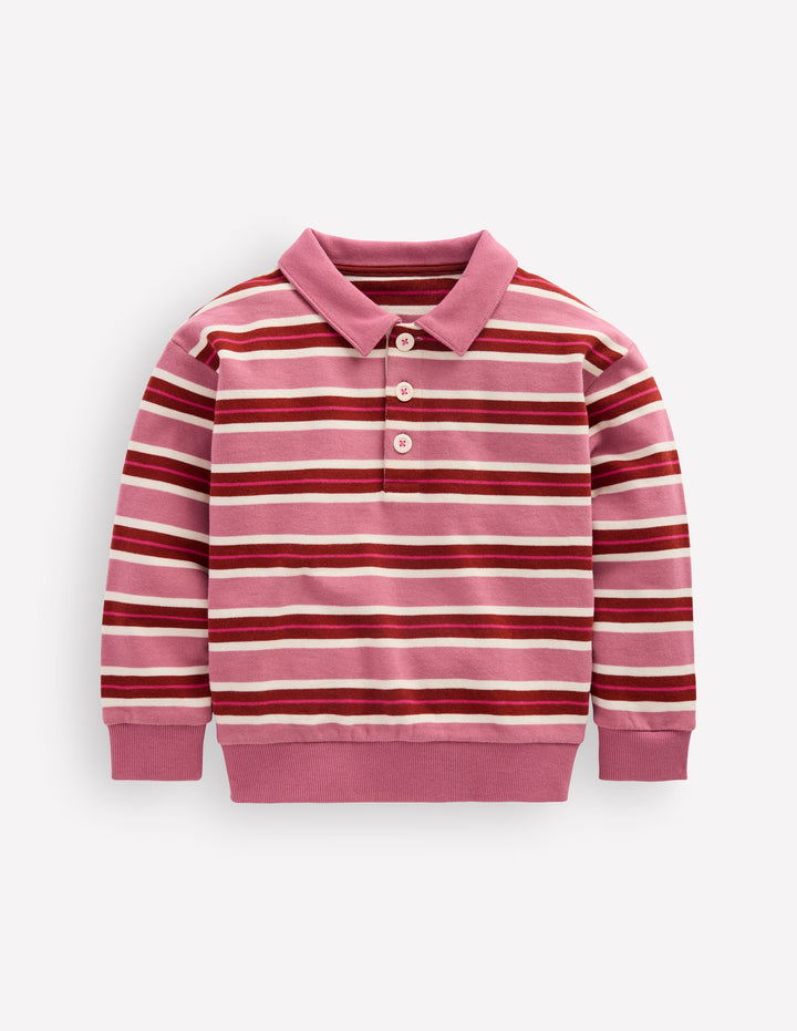 Sweatshirt mit Streifen am Kragen-Rosa mit Streifen