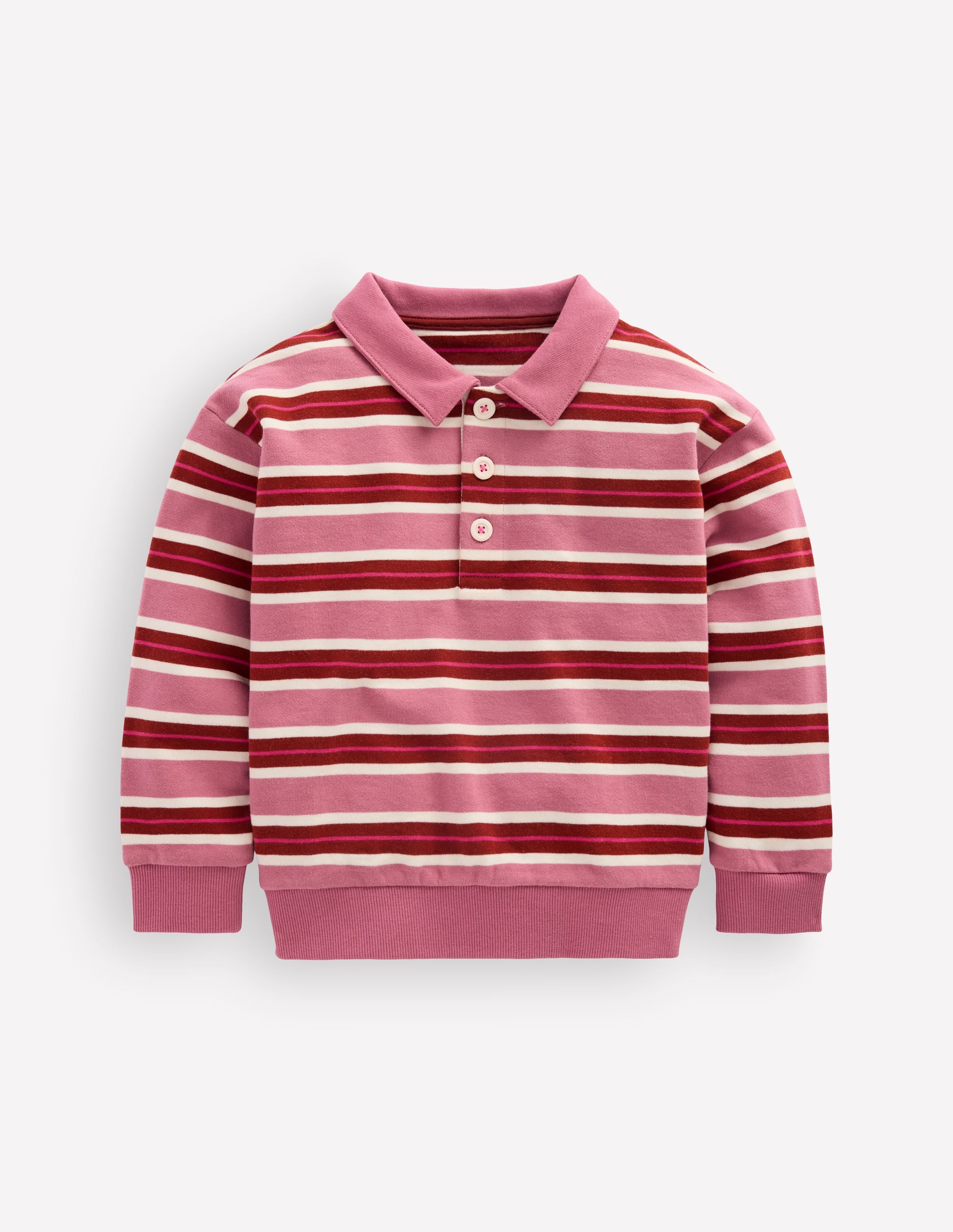 Stripe Collar Sweatshirt-Pink Stripe - Image 2