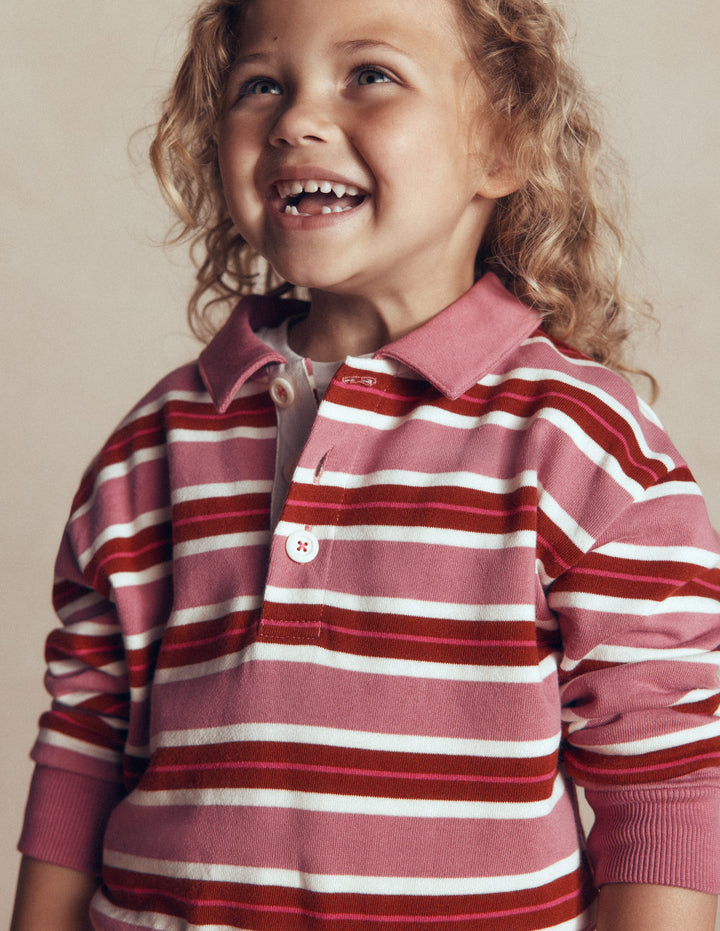 Sweatshirt mit Streifen am Kragen-Rosa mit Streifen
