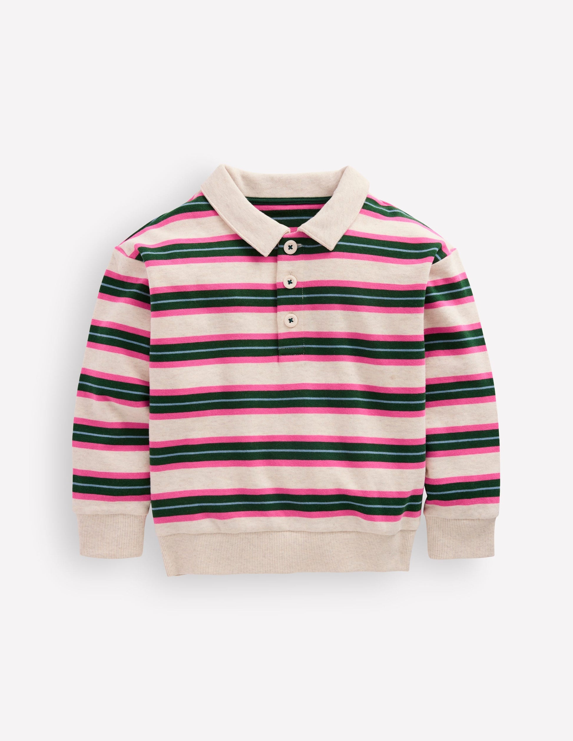 Stripe Collar Sweatshirt-Soft Ivory/ Green Stripe-4