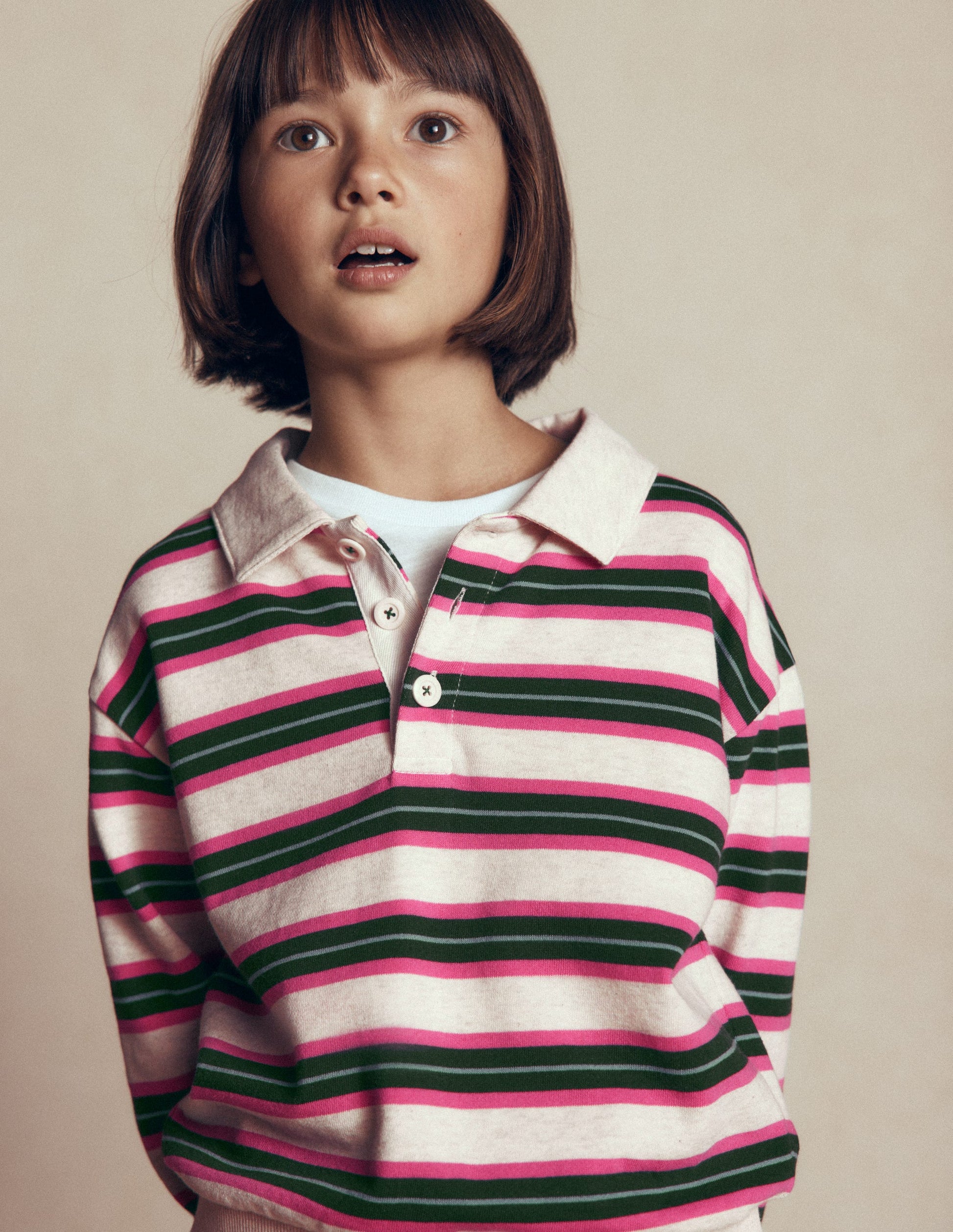 Stripe Collar Sweatshirt-Soft Ivory/ Green Stripe-2
