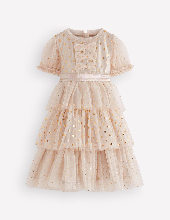 Partykleid aus Metallic-Tüll-Antikes Messing