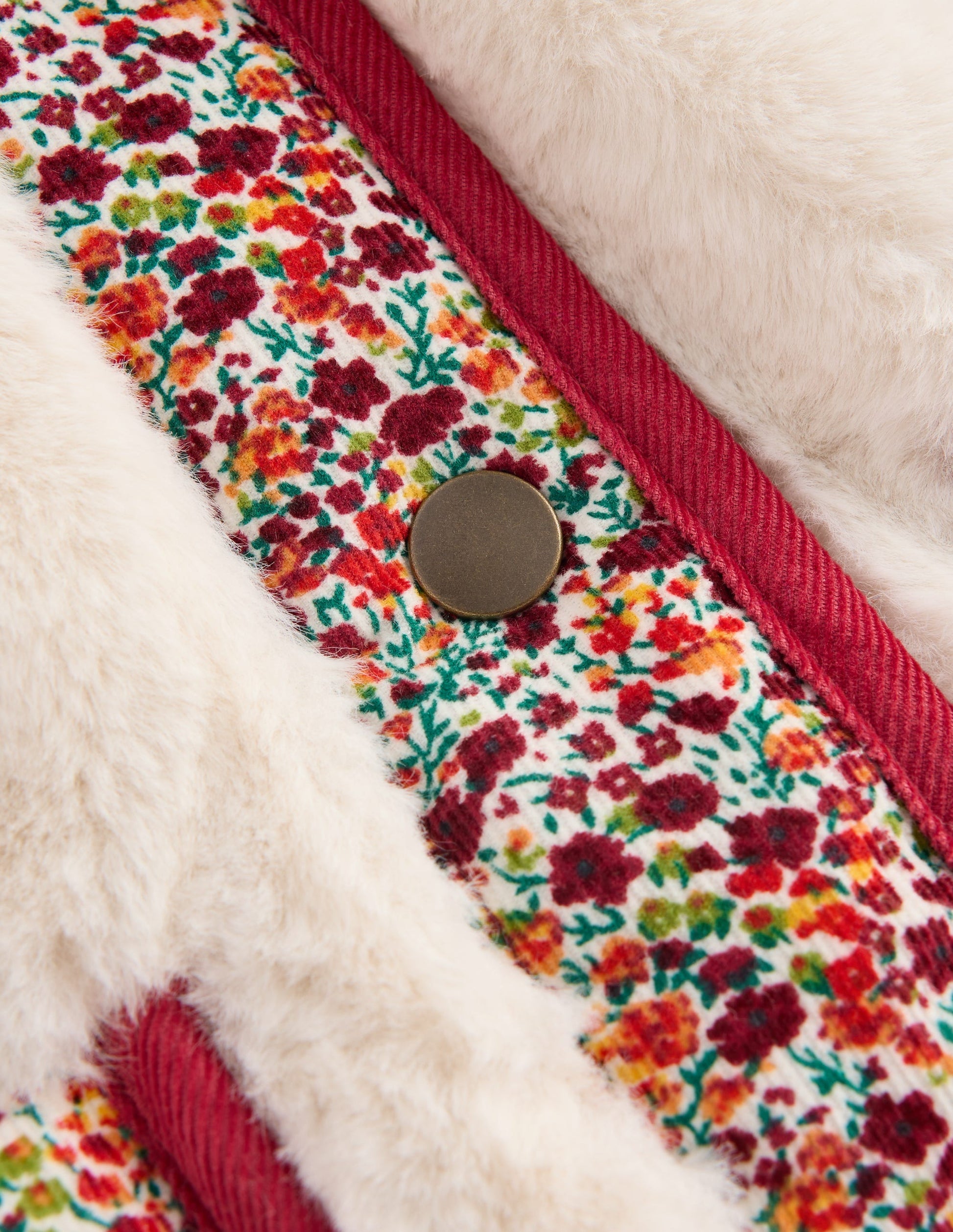 Kunstfelljacke-Naturweiß Kleines Blumenmuster-7