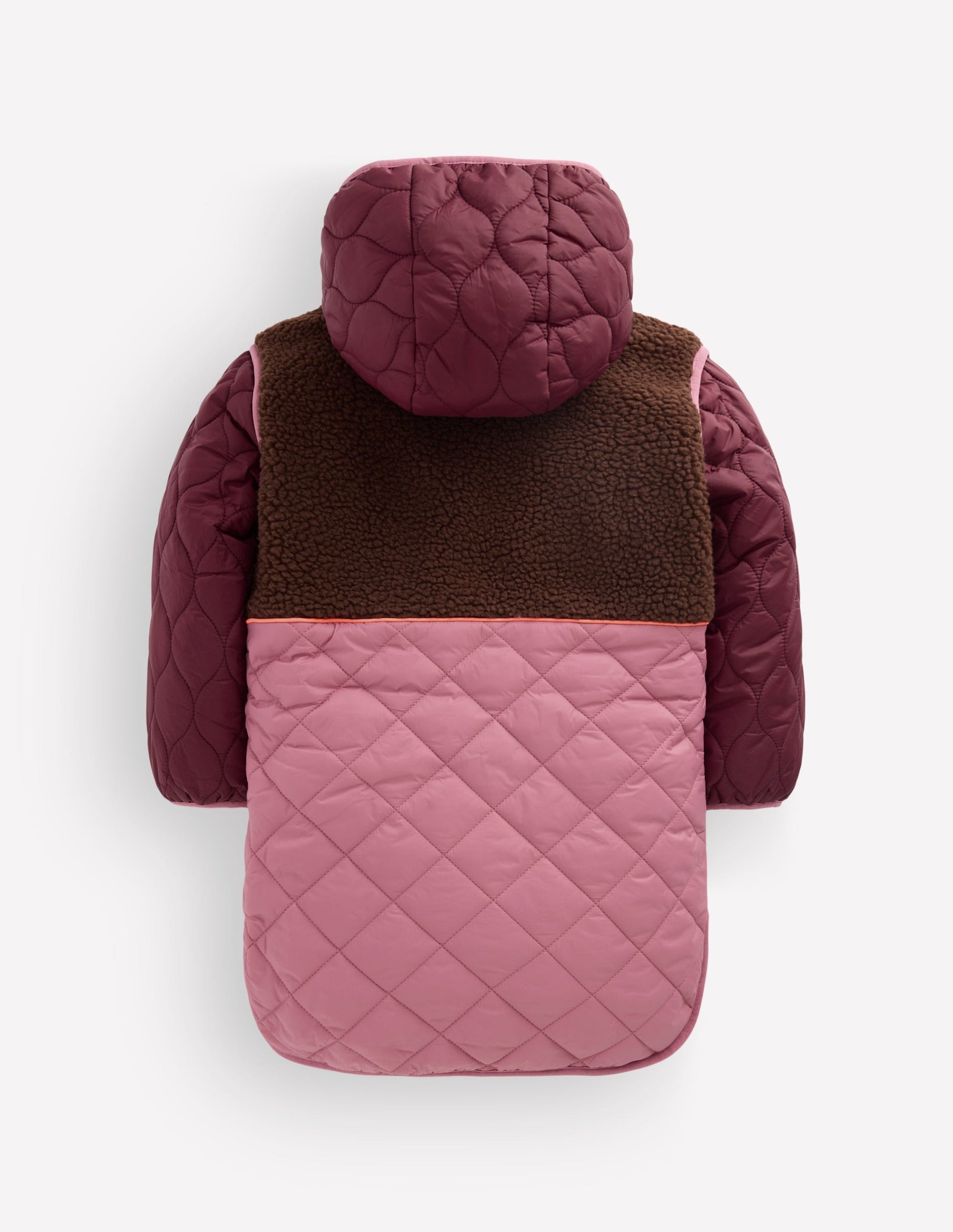 Lange Steppjacke-Sattes Weinrot Bunt-2