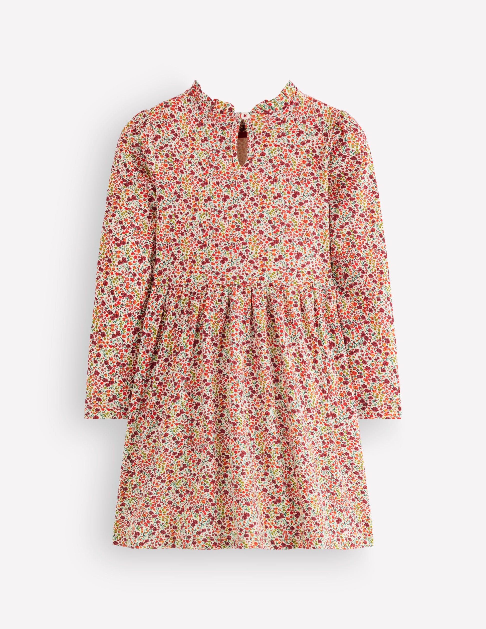 Langärmliges Kleid zum Herumwirbeln-Bunt Blumenmuster-2