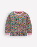 Sweatshirt mit Schößchen-Bunt Blumenmuster