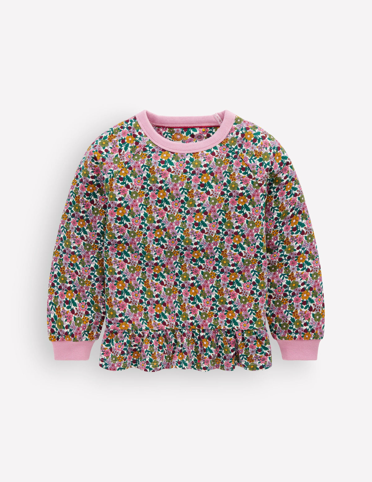 Sweatshirt mit Schößchen-Bunt Blumenmuster - Image 1