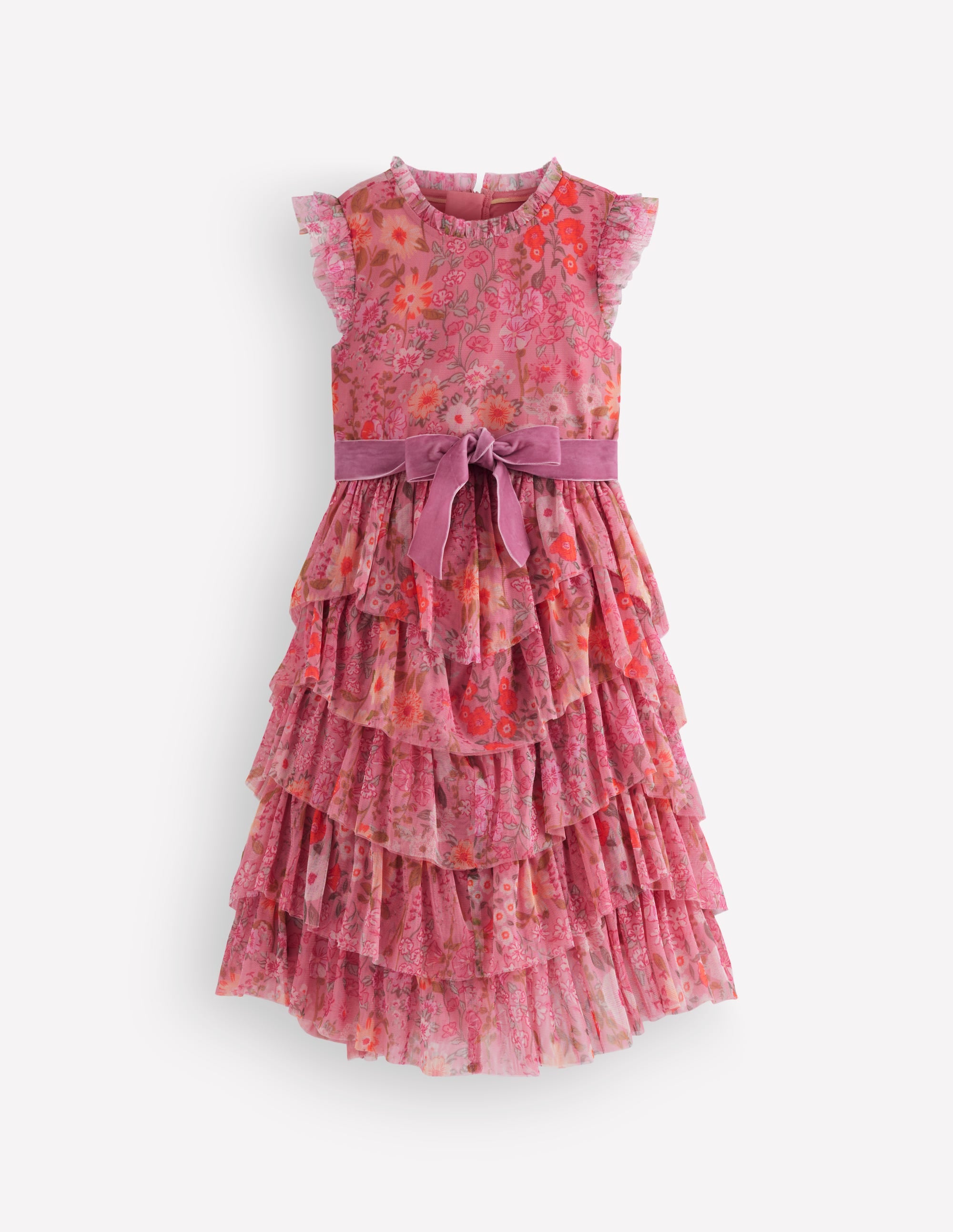 Gestuftes Tüllkleid-Rosa Wildblumen - Image 2