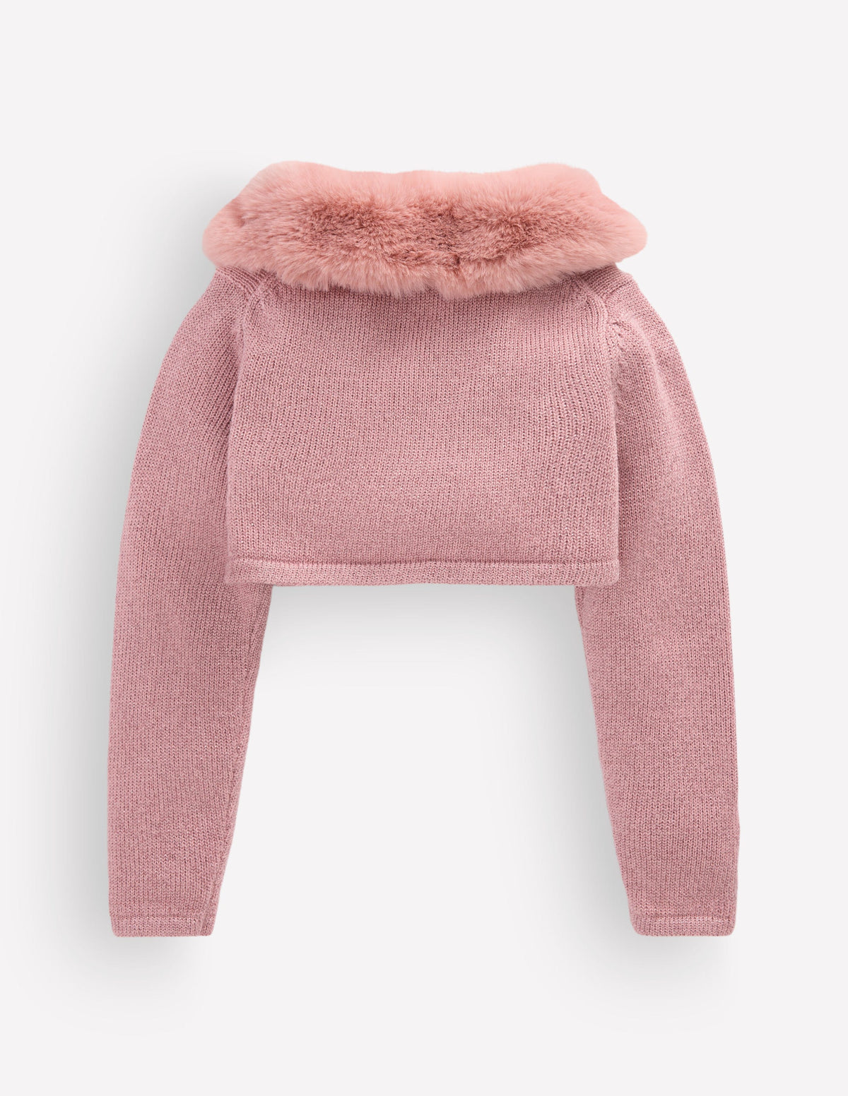 Gilet court à détail en fausse fourrure-Étincelle rose - Image 2