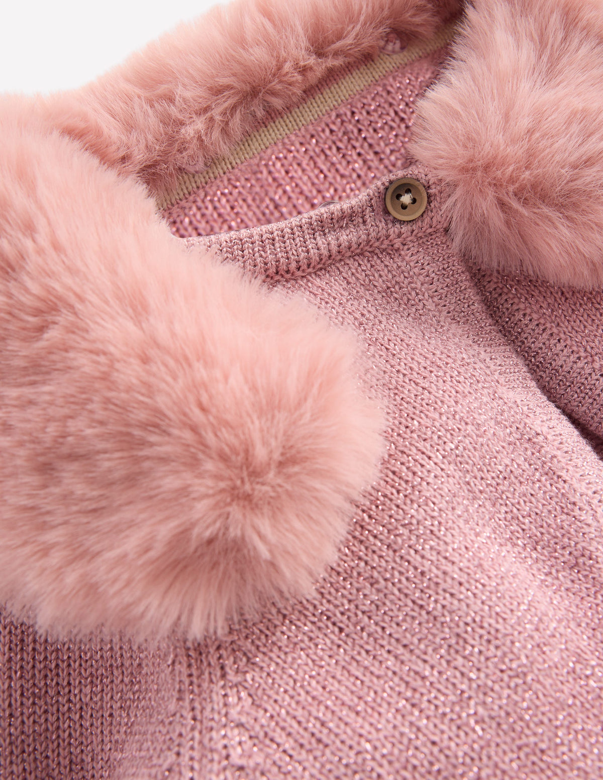Gilet court à détail en fausse fourrure-Étincelle rose - Image 3
