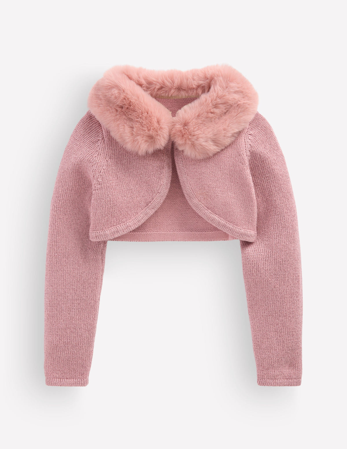 Gilet court à détail en fausse fourrure-Étincelle rose - Image 1