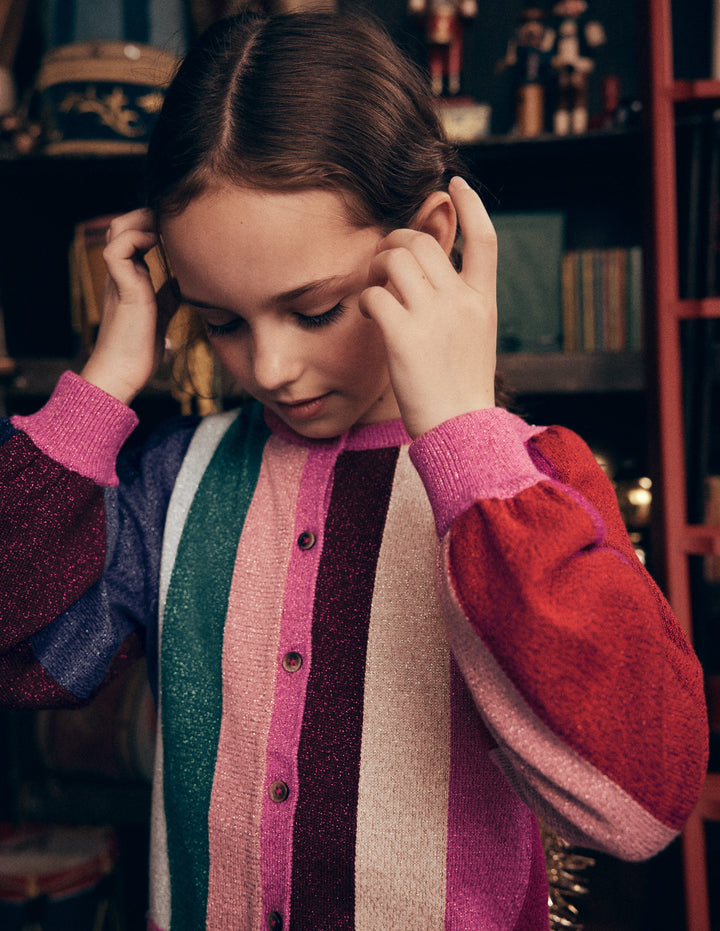 Glitzernde Party-Strickjacke-Regenbogen, Glitzerstreifen