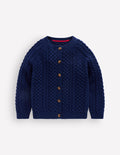 Strickjacke mit Zopfmuster-Marineblau