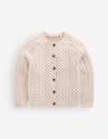 Strickjacke mit Zopfmuster-Beige Meliert