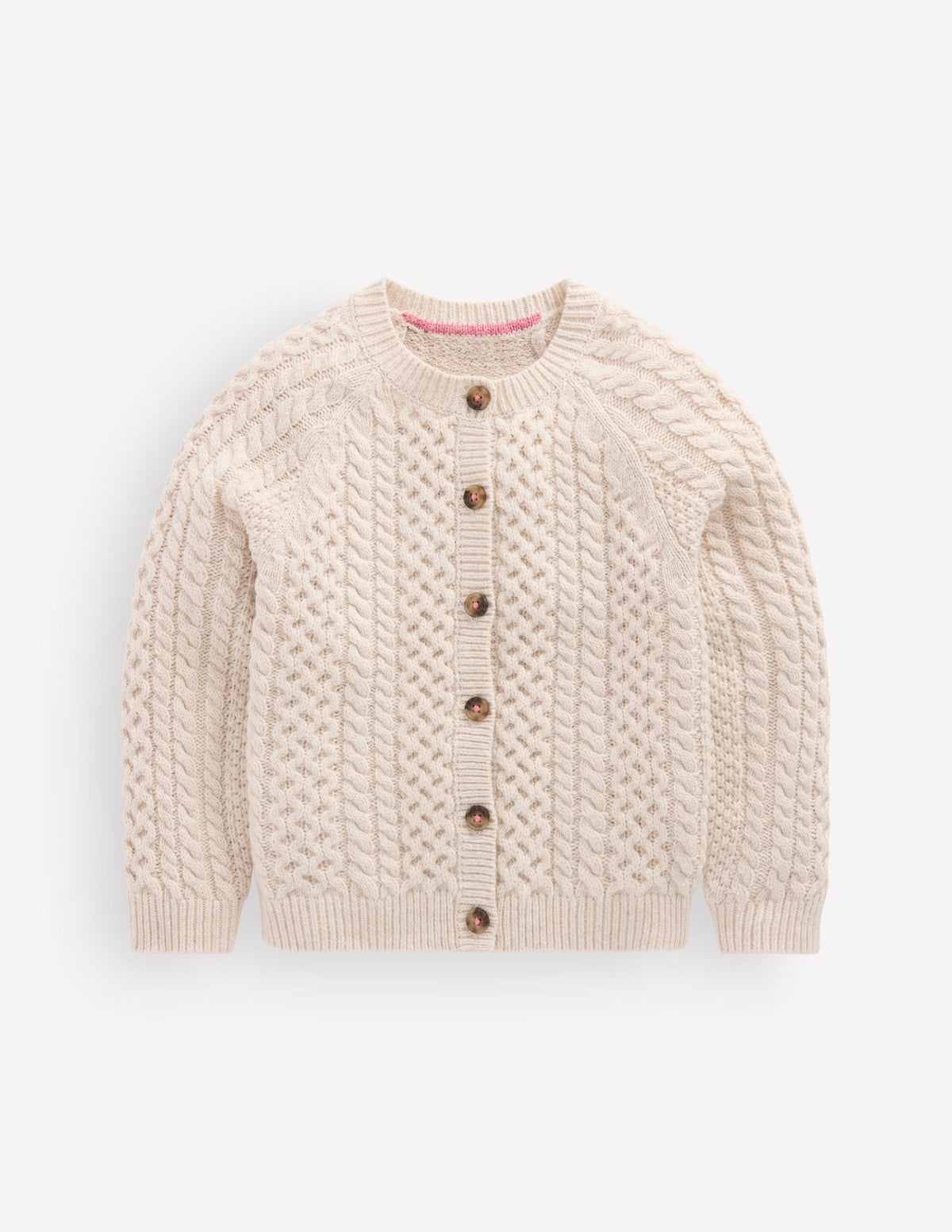 Strickjacke mit Zopfmuster-Beige Meliert - Image 1