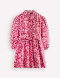 Gerüschtes Maude Hemdblusenkleid-Rosa Dschungelmuster