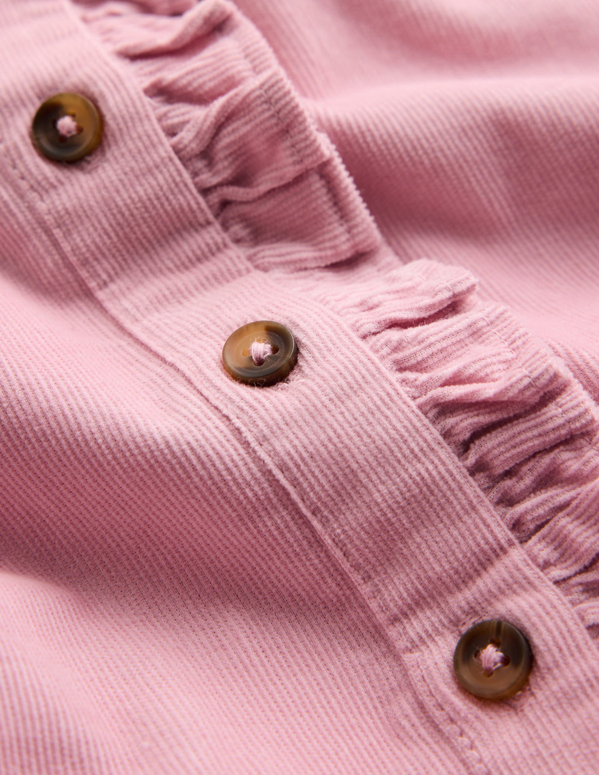 Robe-chemise Maude à volants-Velours côtelé rose vintage-3