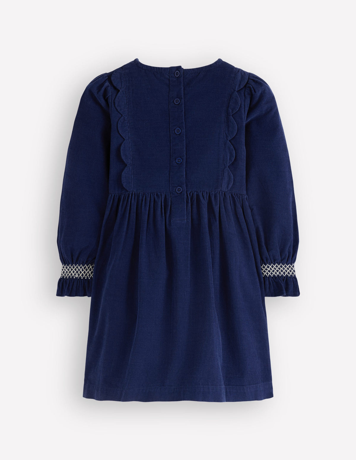 Gesmoktes Glitzerkleid aus Cord-Dunkelblau, Sterne - Image 2