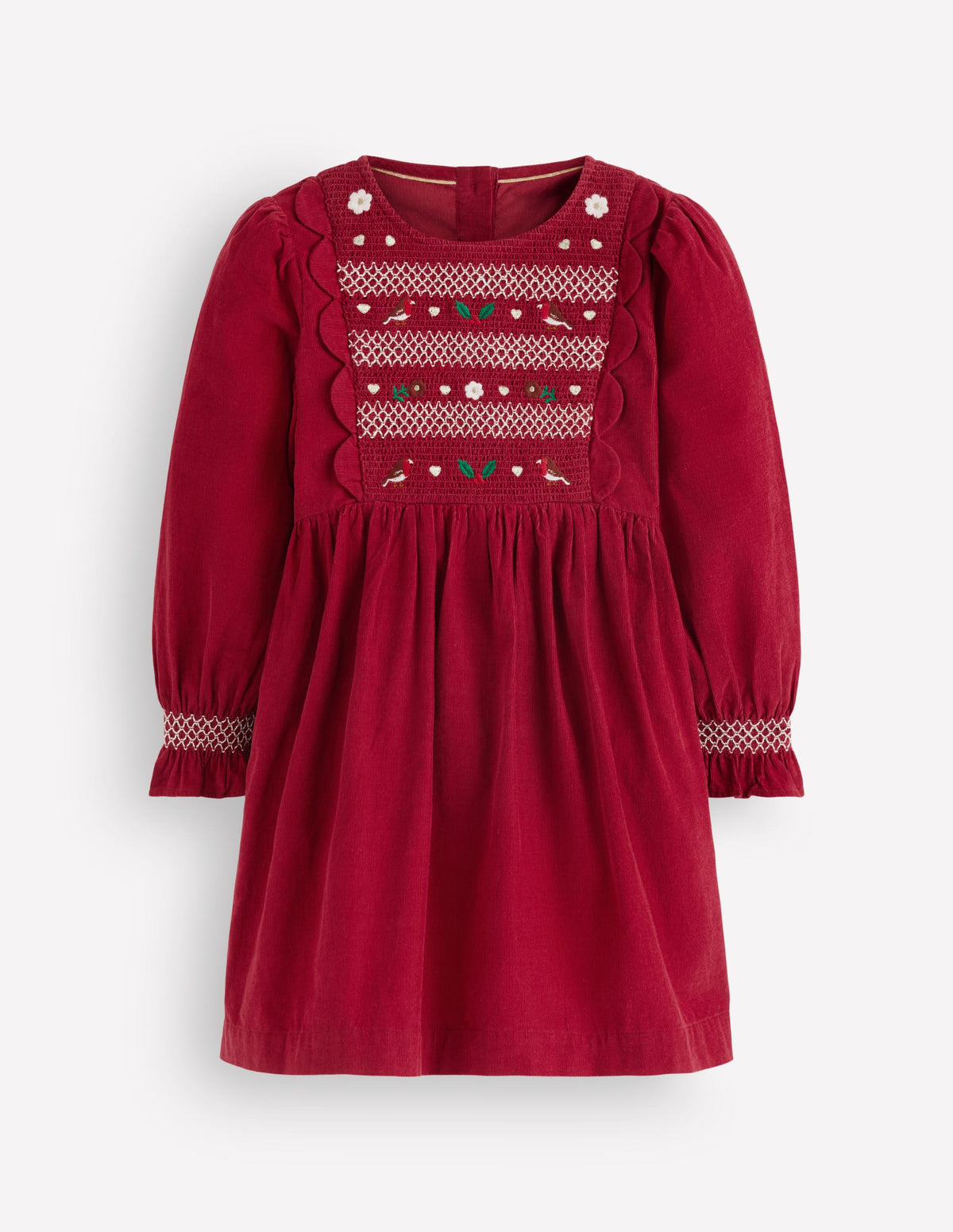 Gesmoktes Glitzerkleid aus Cord-Rot Festlich Rotkehlchen - Image 2