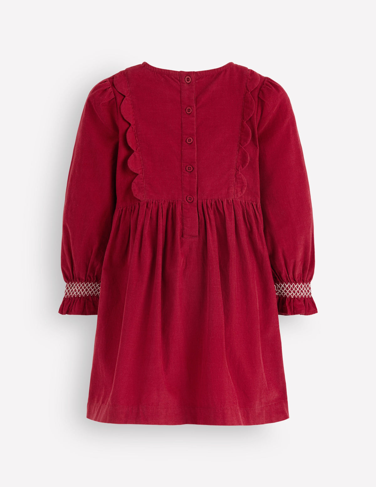 Gesmoktes Glitzerkleid aus Cord-Rot Festlich Rotkehlchen-3