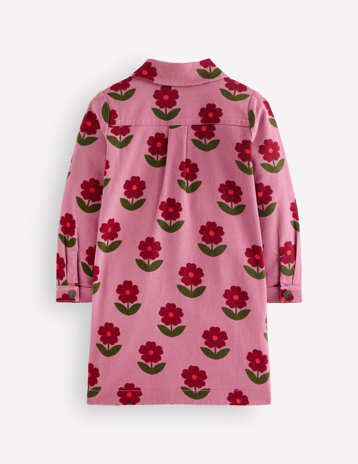 Hemdblusenkleid mit Kragen-Rosa Blütenstempel - Image 2