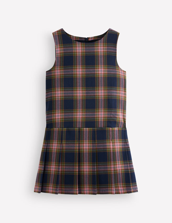 Latzhose mit tiefer Taille-Navy Kariert