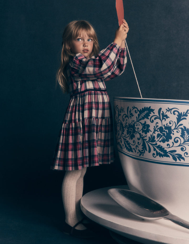 Posie Gewebtes Kleid zum Herumwirbeln-Bunt Karomuster