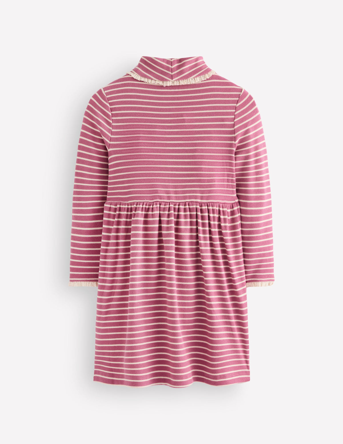 Robe côtelée à col montant-Rayé rose - Image 2