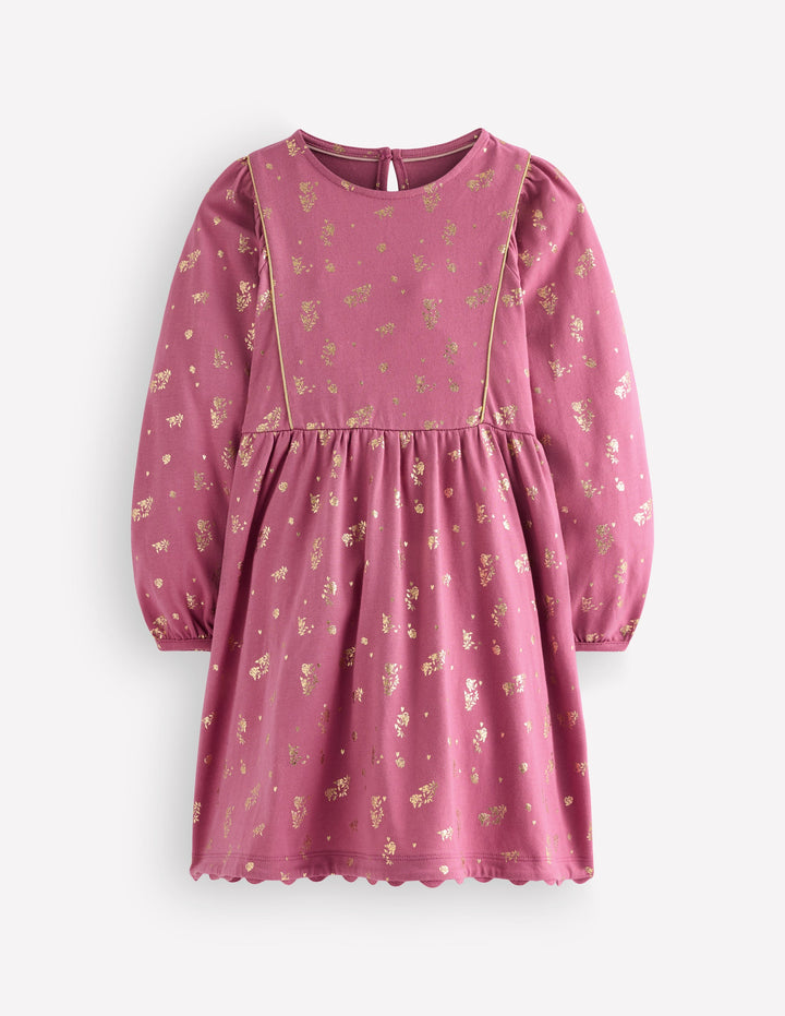 Mabel Glitzerkleid zum Herumwirbeln-Rosa Folienblumen