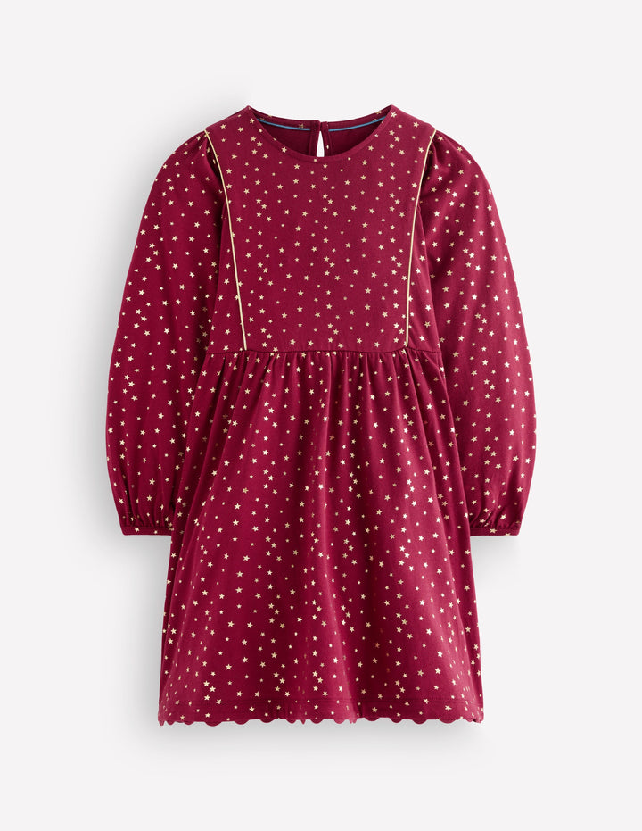 Mabel Glitzerkleid zum Herumwirbeln-Rot Foliensterne