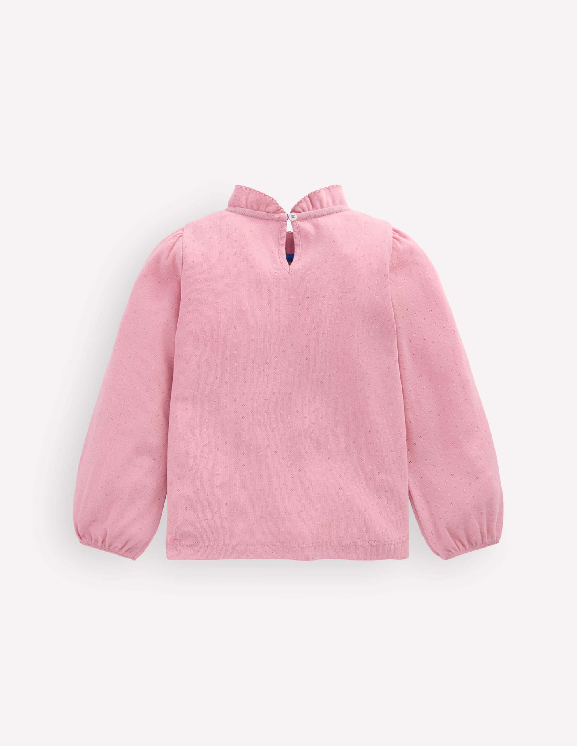 Frill Pointelle LS Top-Pink - Image 2