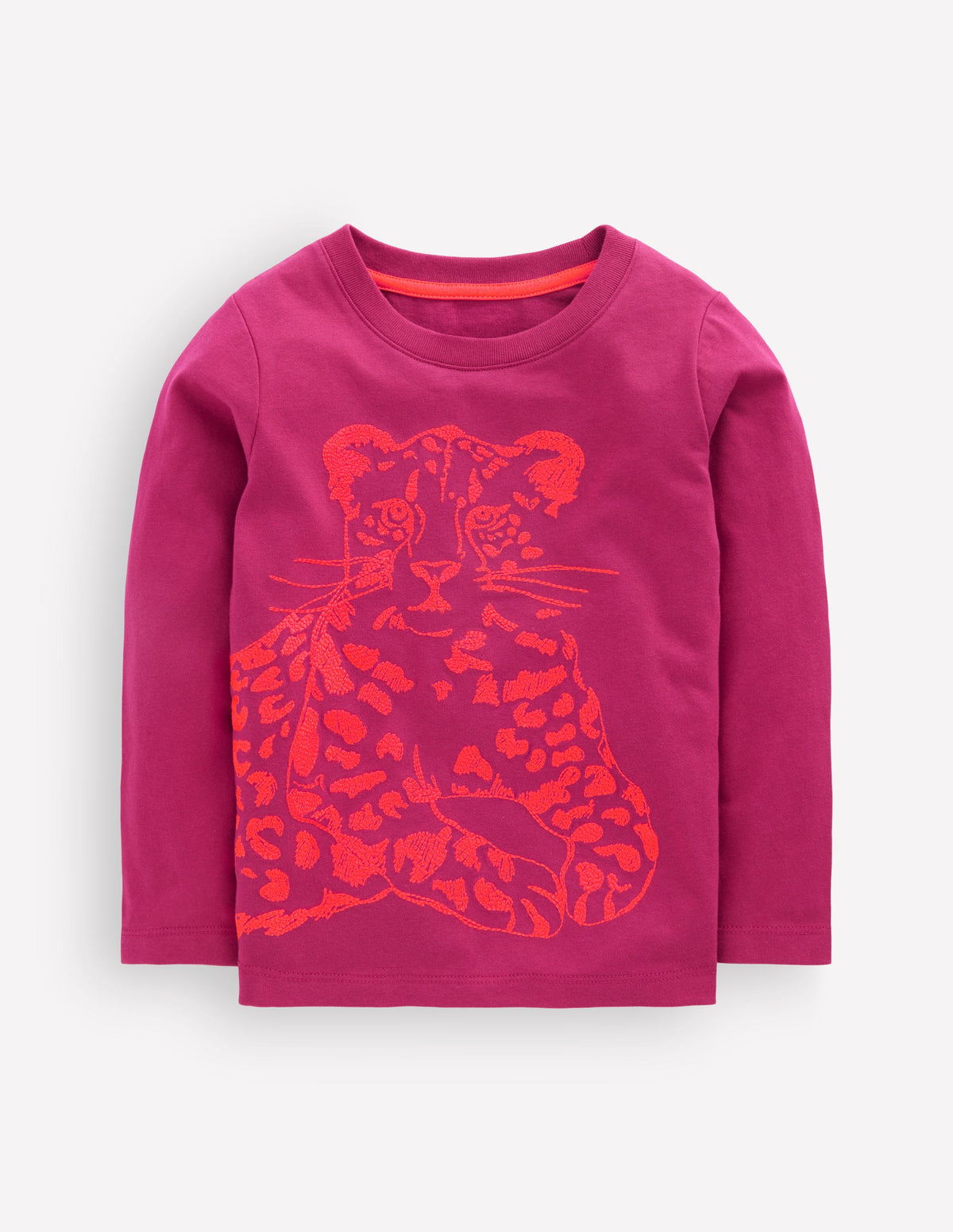 Langarmshirt mit neonfarbenem Superstitch-Design-Mohair, Leopardenmuster-1