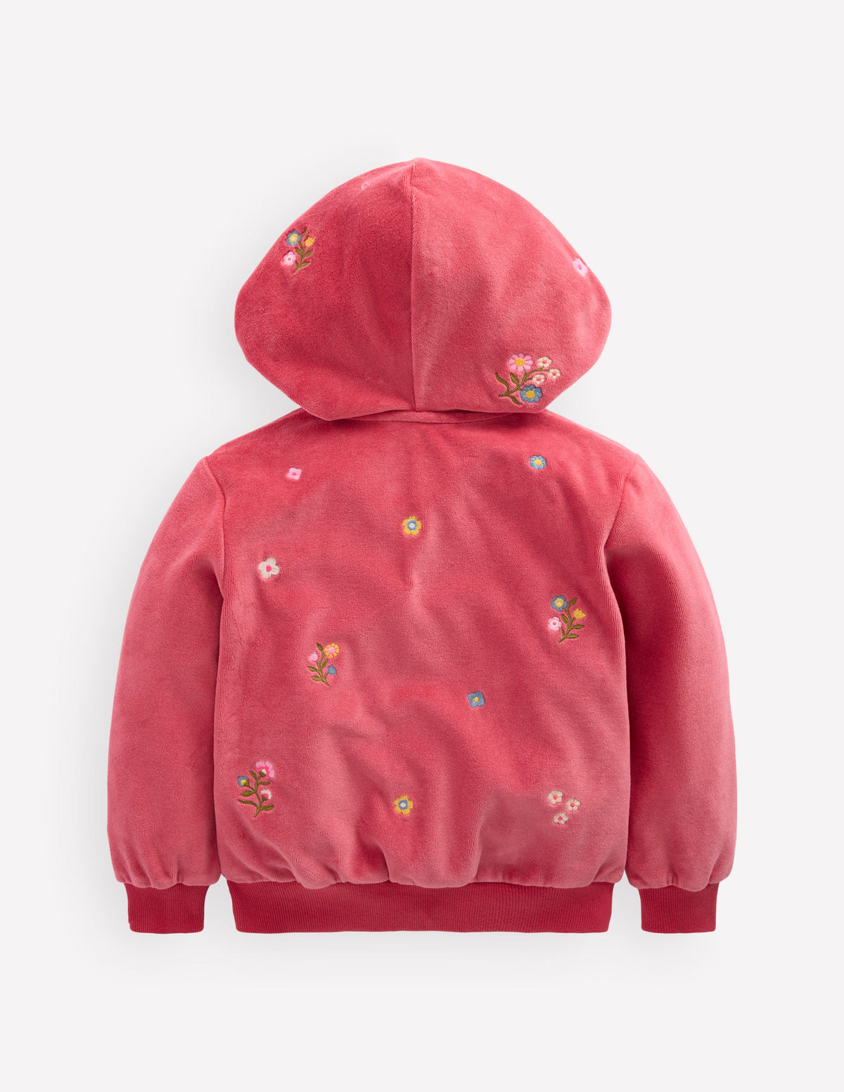 Velours-Sweater mit durchgehendem Reißverschluss-Rosa Blumenmuster Stickerei - Image 2