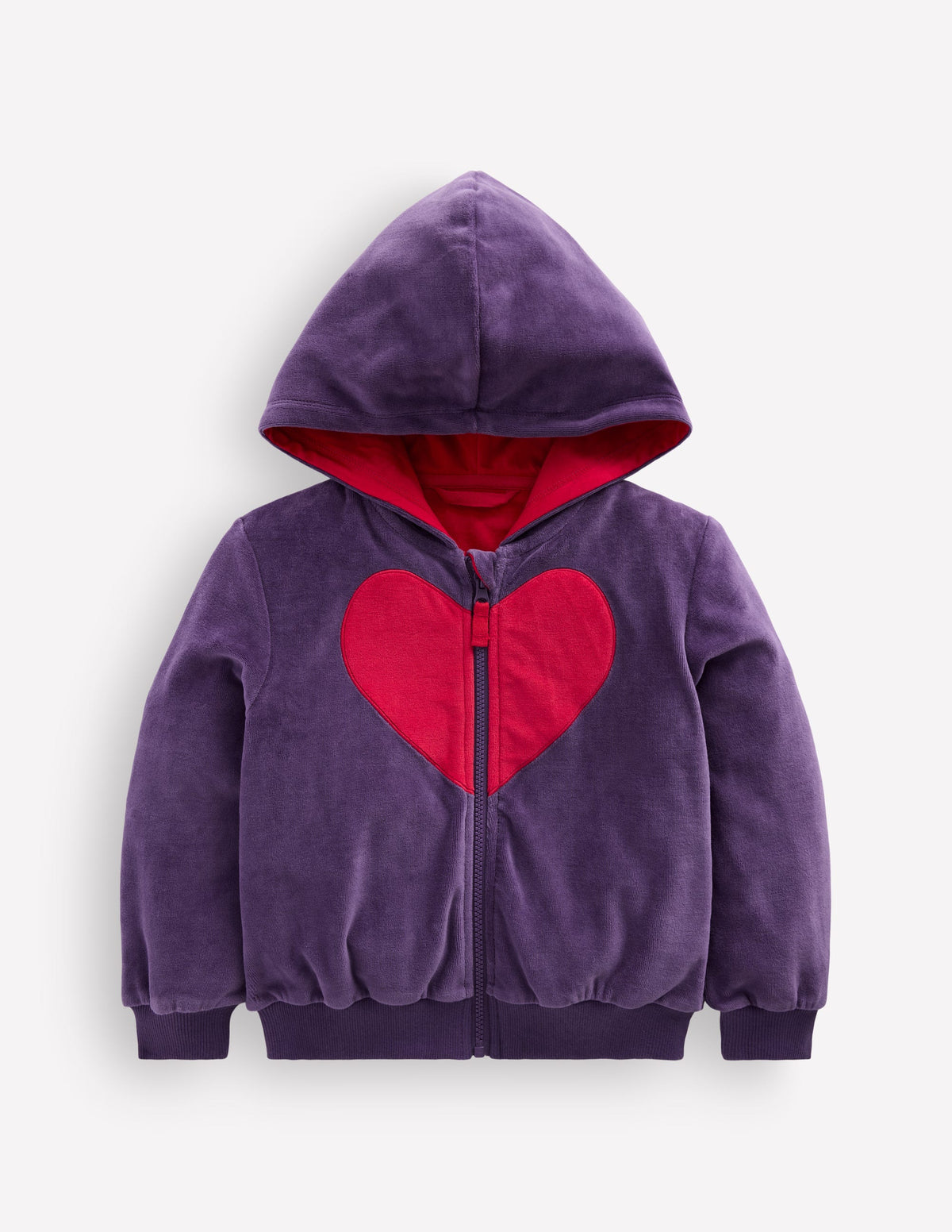 Velours-Sweater mit durchgehendem Reißverschluss-Violett Herz-1