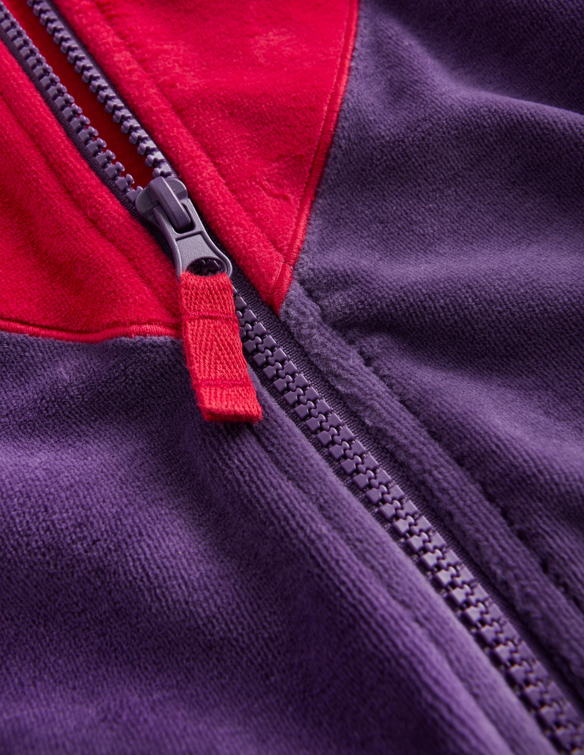 Velours-Sweater mit durchgehendem Reißverschluss-Violett Herz-3