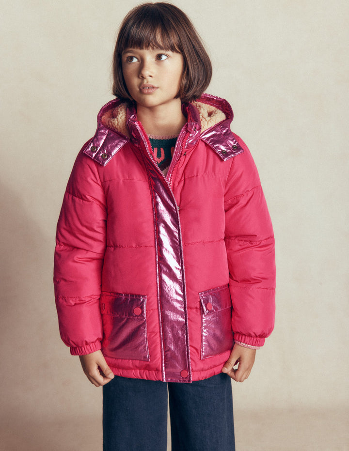 Metallic-Pufferjacke-Sommerbeeren Metallic