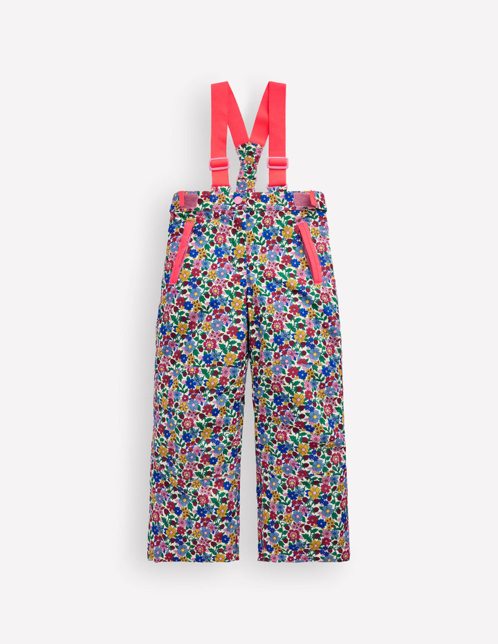 Wasserdichte Allwetterhose-Neonrosa Kleines Blumenmuster