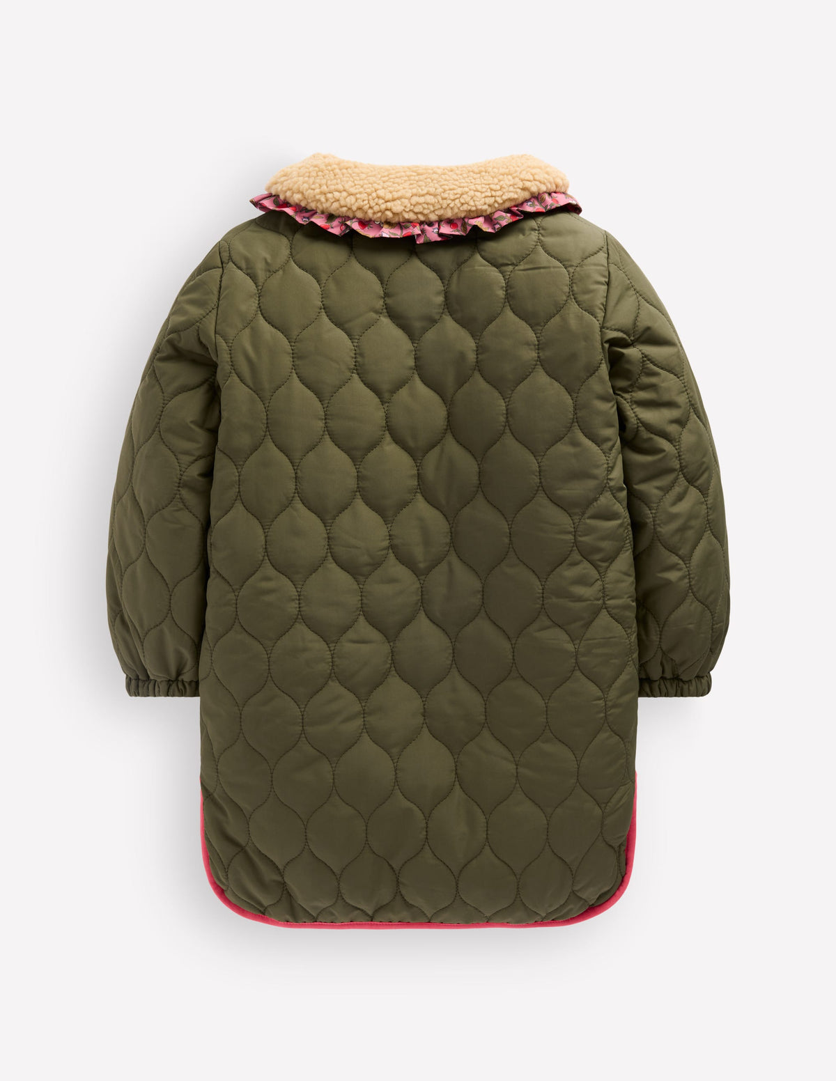 Lange Jacke mit Teddyfellkragen-Waldgrün-2