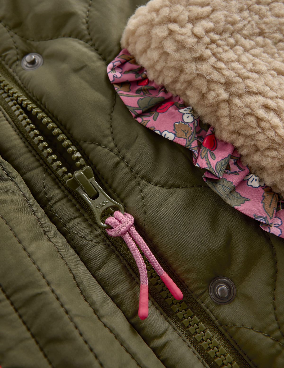 Lange Jacke mit Teddyfellkragen-Waldgrün - Image 3