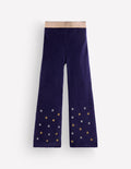 Ausgestellte Samtleggings-Marineblau Bestickt Sterne