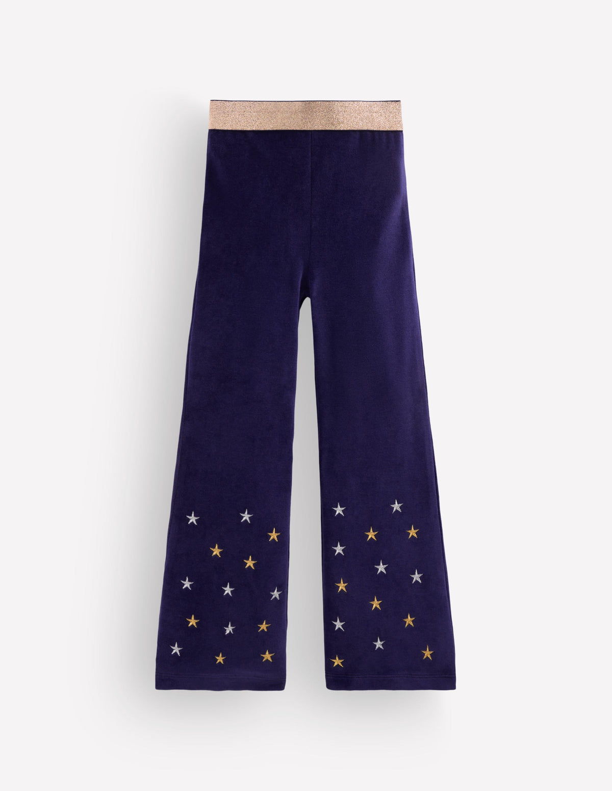 Ausgestellte Samtleggings-Marineblau Bestickt Sterne - Image 1