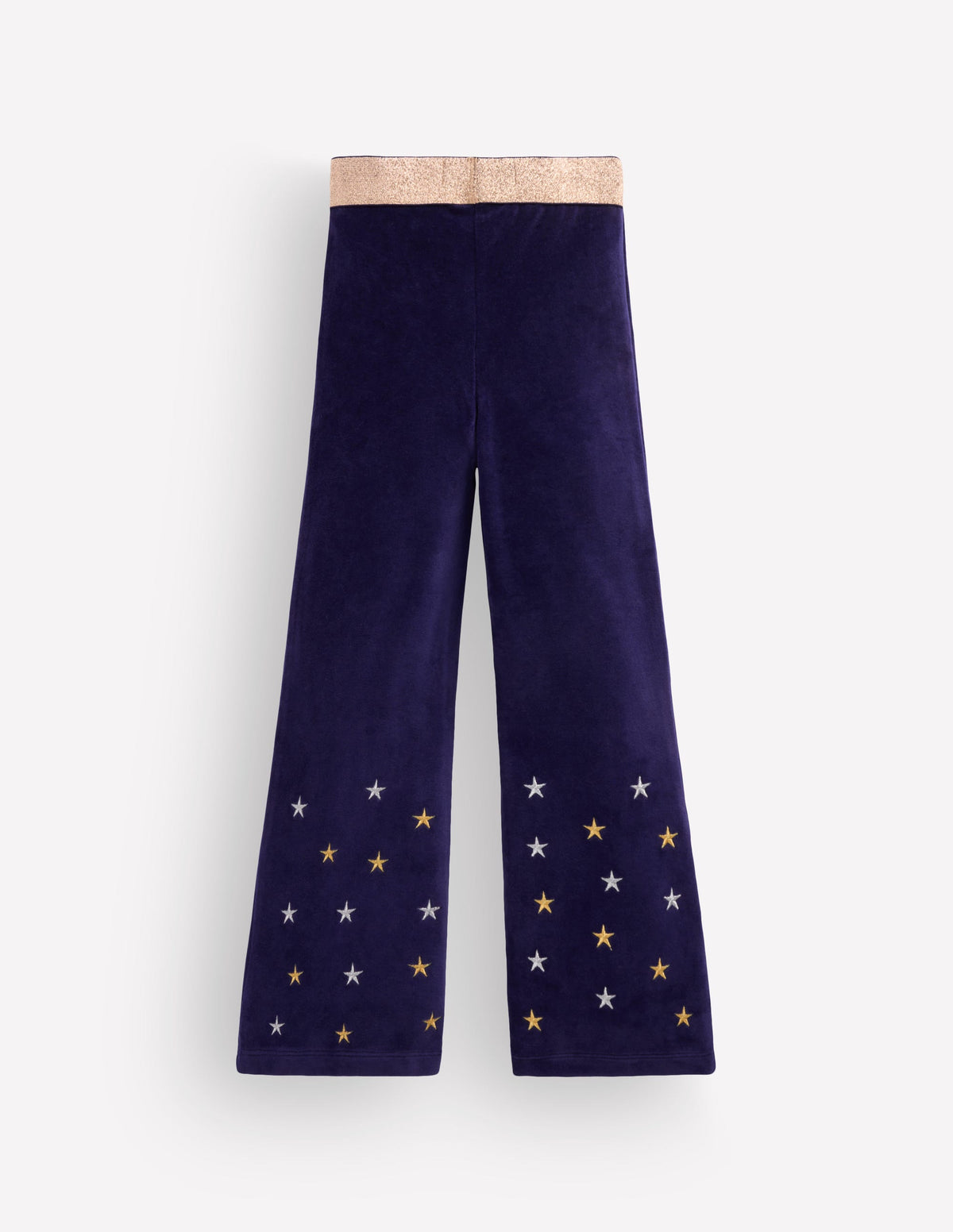 Ausgestellte Samtleggings-Marineblau Bestickt Sterne-2